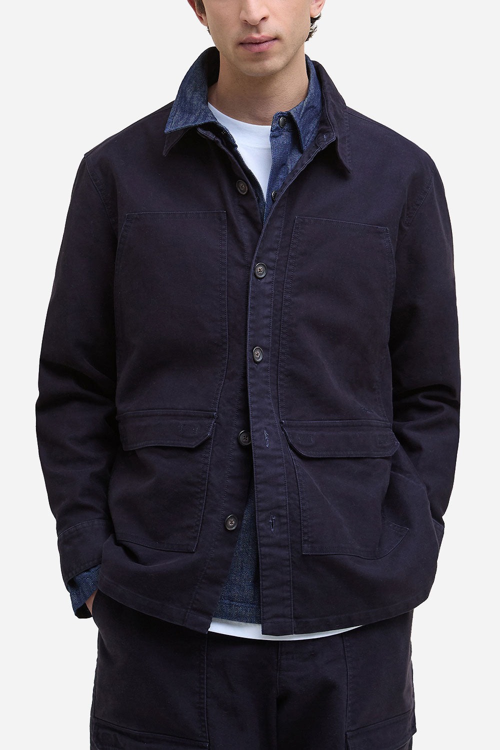 Barbour wewbirch os cotton sateen overshirt(海軍)