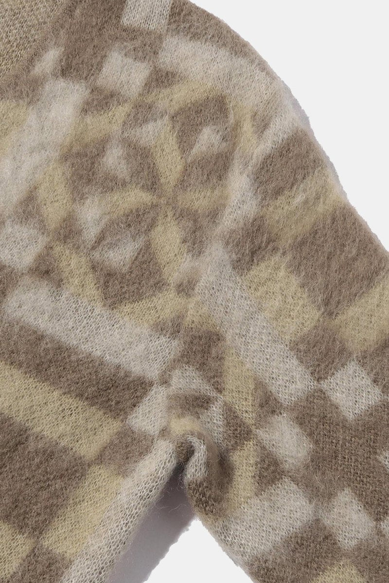 Anonymous Ism American Knit Quilt Cardigan (Multi Khaki) | Knitwear
