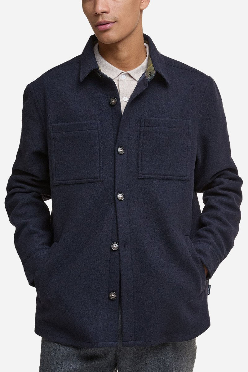 Barbour Marlow Tailored Wool Blend Overshirt (Navy Marl) | Shirts