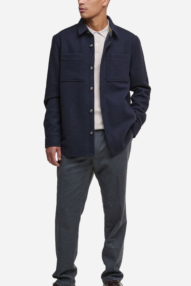 Barbour Marlow Tailored Wool Blend Overshirt (Navy Marl) | Shirts