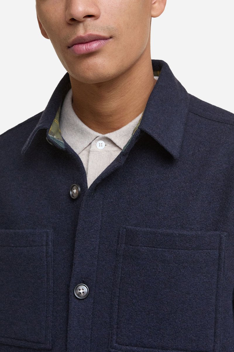 Barbour Marlow Tailored Wool Blend Overshirt (Navy Marl) | Shirts