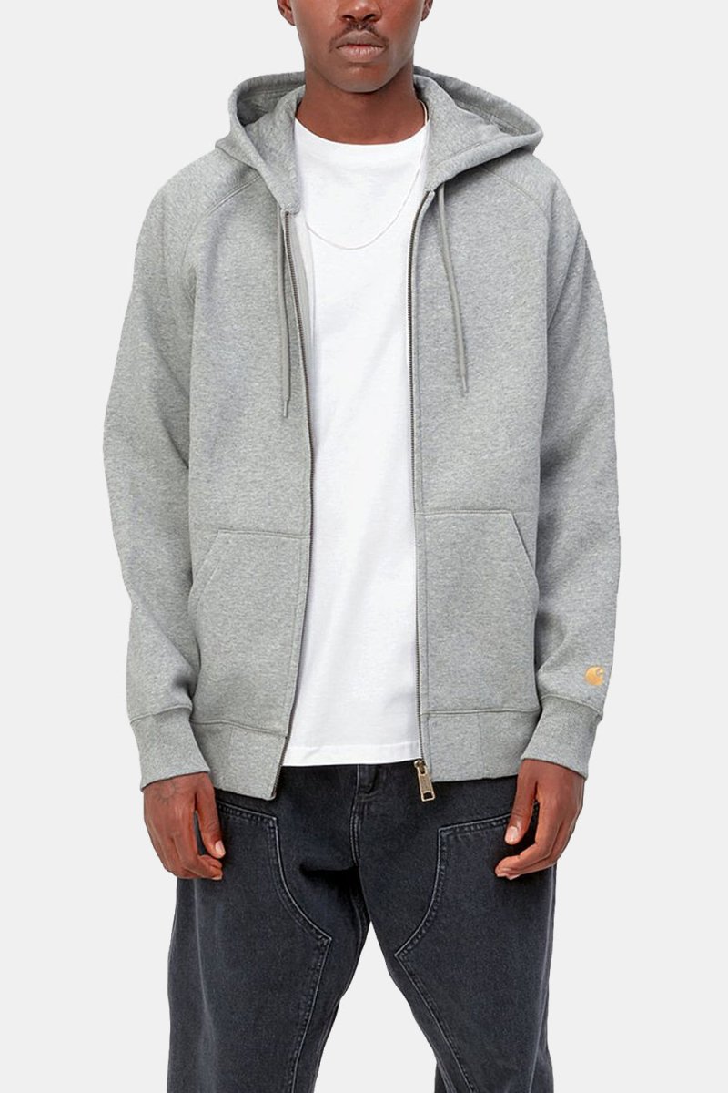 Carhartt WIP Hooded Chase Jacket (Grey Heather/Gold) | Sweaters