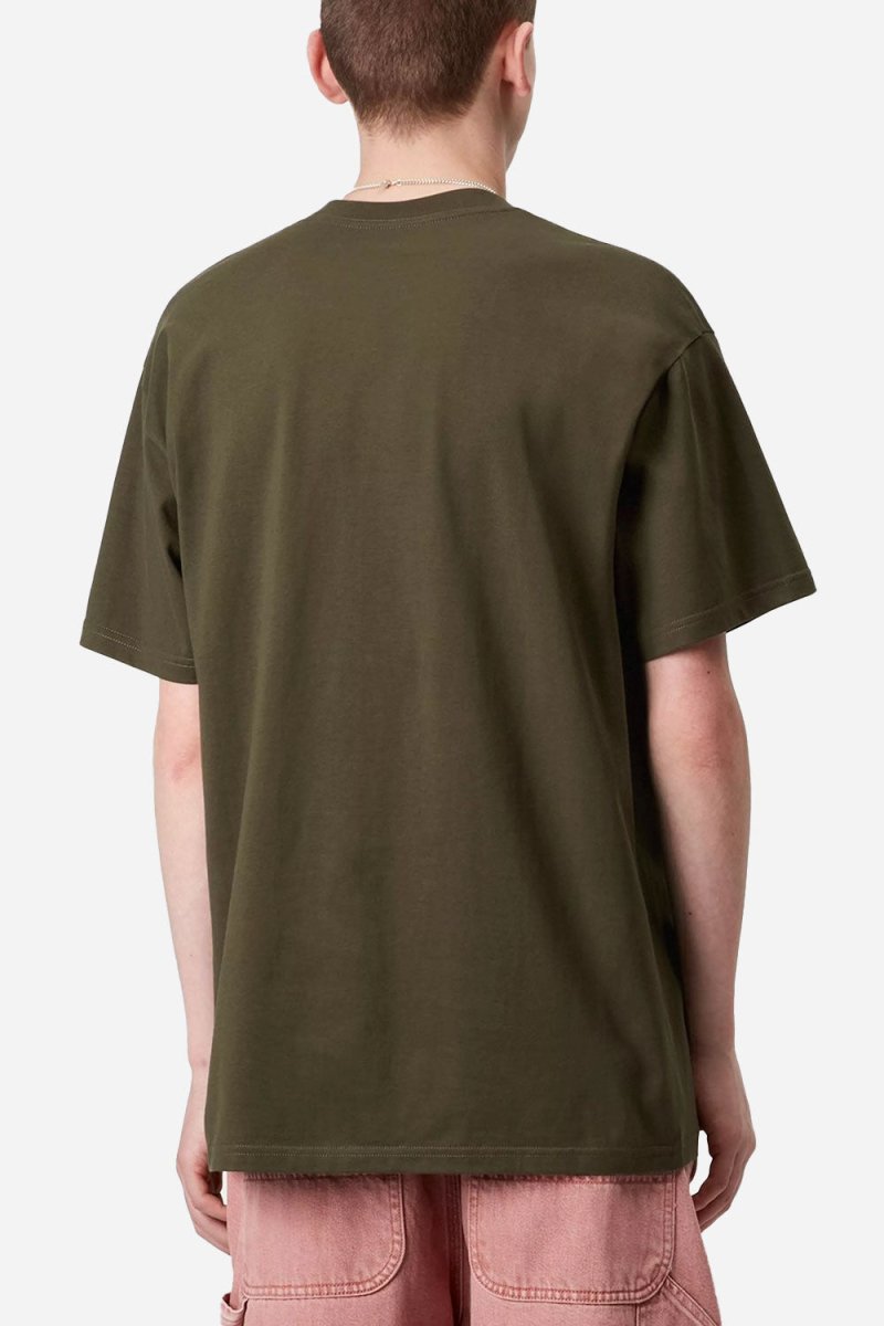 Carhartt WIP Short Sleeve Script Embroidery T-Shirt (Turtle/Air Pink) | T-Shirts