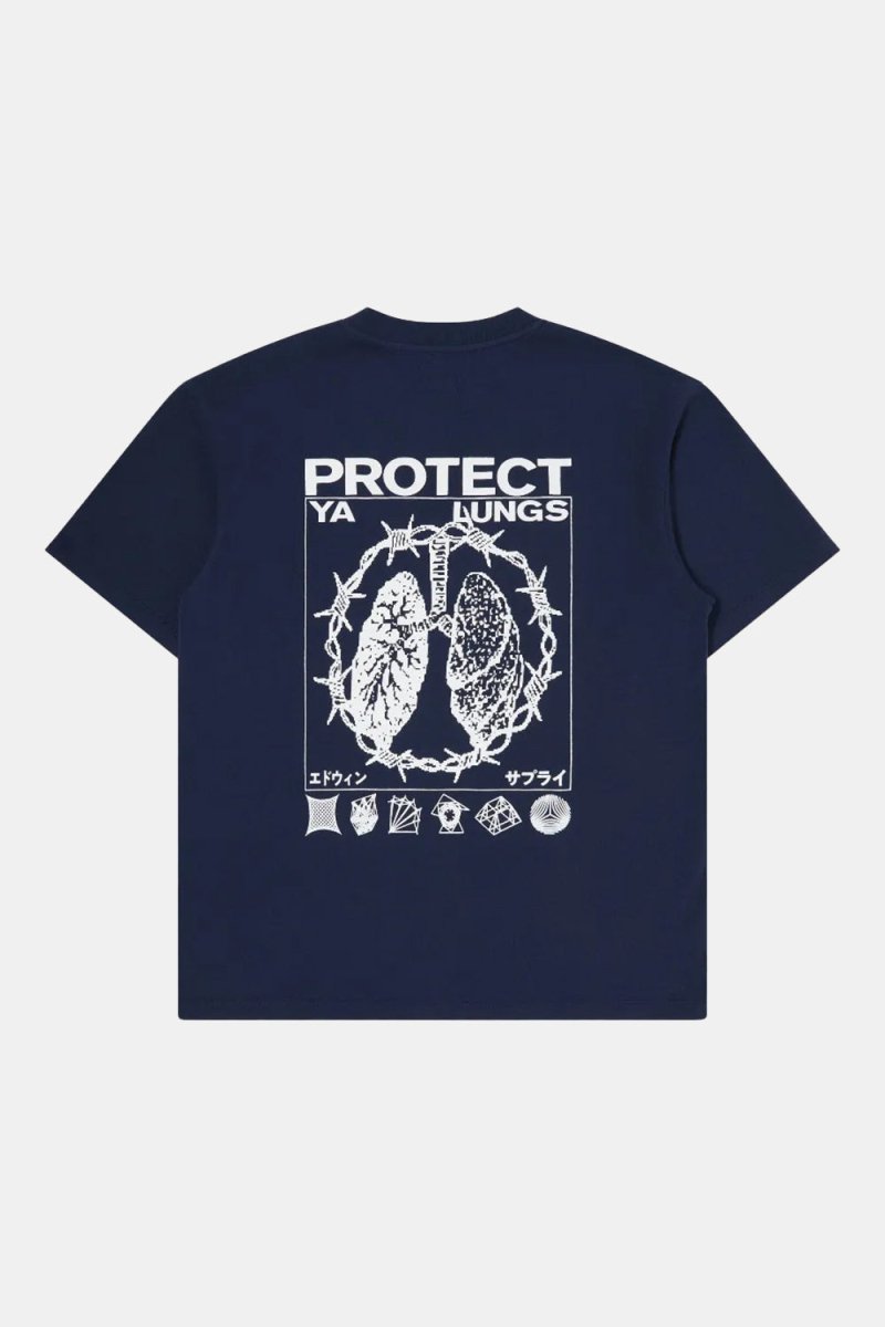 Edwin Protect Ya Lungs T-Shirt (Maritime) | T-Shirts