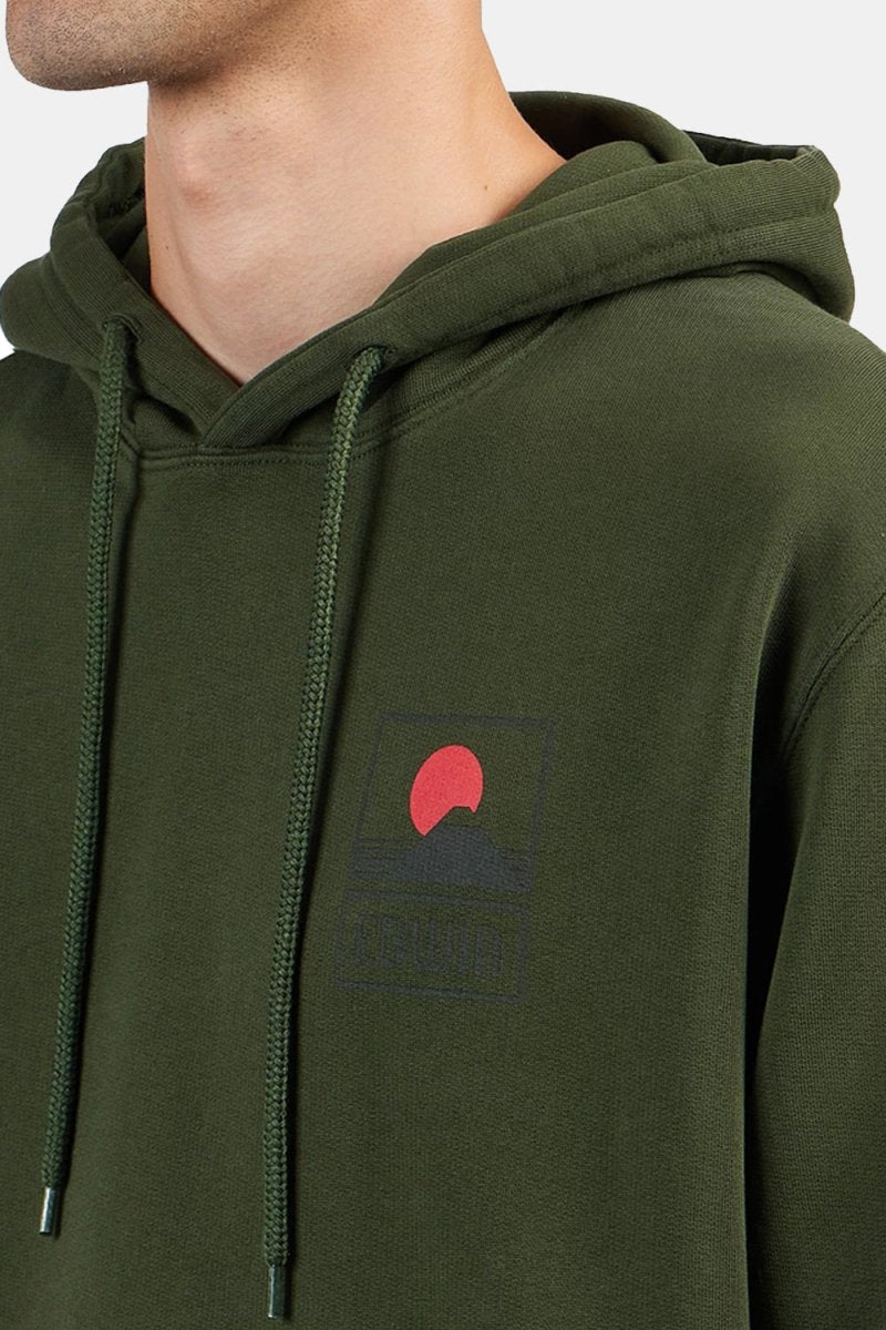 Edwin Sunset On Mount Fuji Hooded Sweatshirt (Kombu Green) | Sweaters