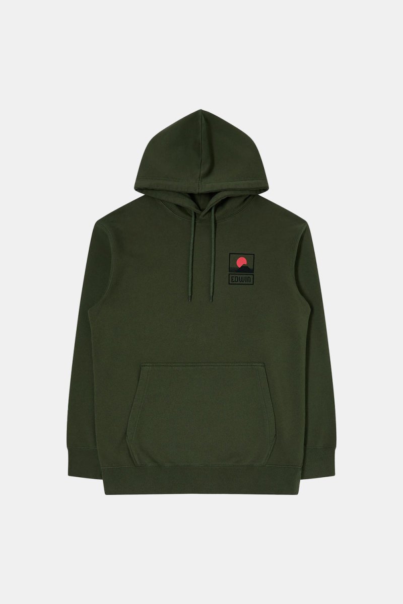 Edwin Sunset On Mount Fuji Hooded Sweatshirt (Kombu Green) | Sweaters