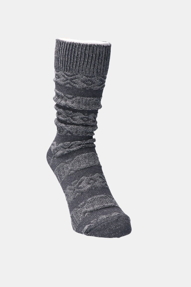 Kinari Recycled Cotton Links Pattern Crew Socks (Grey) | Socks
