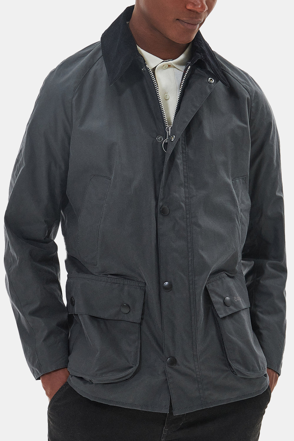 Barbour Ashby Waxed Jacket (Grey/Classic) | Number Six
