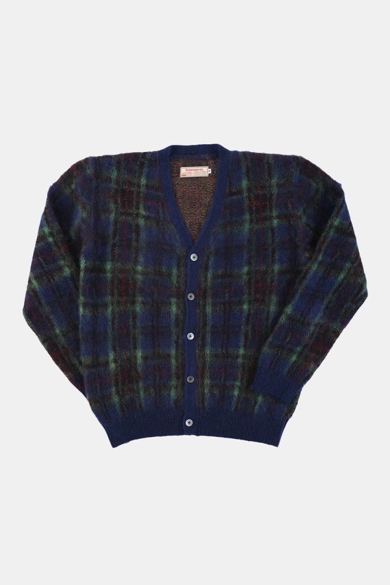 Anonymous Ism Check Mohair Knit Cardigan (Navy/Green) | Knitwear