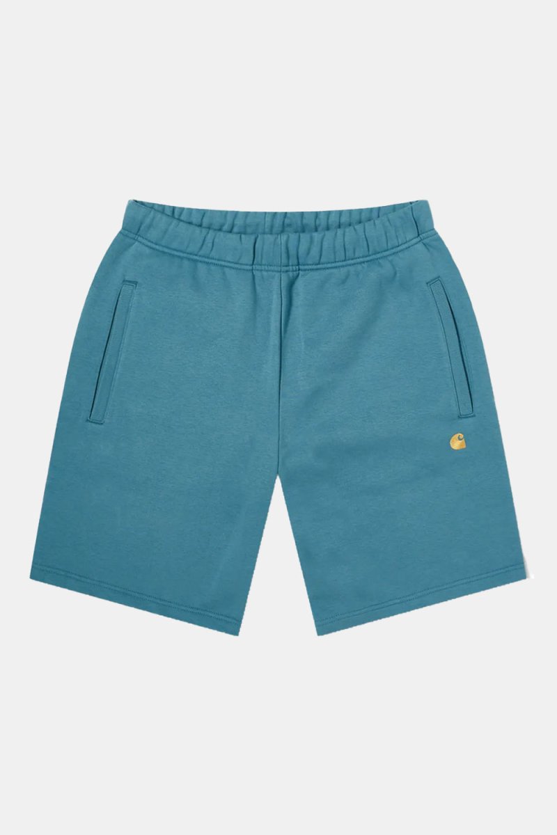 Carhartt WIP Chase Sweat Shorts (Hydro & Gold) | Shorts
