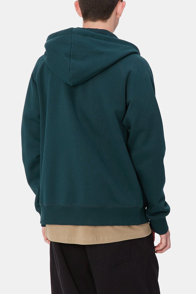 Carhartt WIP Hooded Chase Jacket (Duck Blue/Gold) | Sweaters