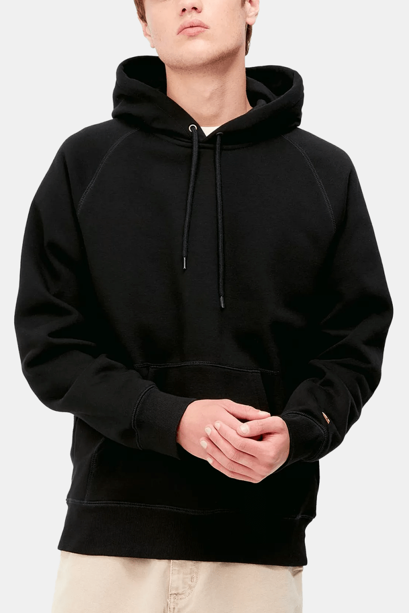 Carhartt WIP Hooded Chase Sweatshirt (Black/Gold) | Sweaters