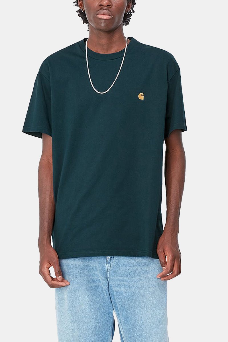 Carhartt WIP Short Sleeve Chase T-Shirt (Duck Blue/Gold) | T-Shirts