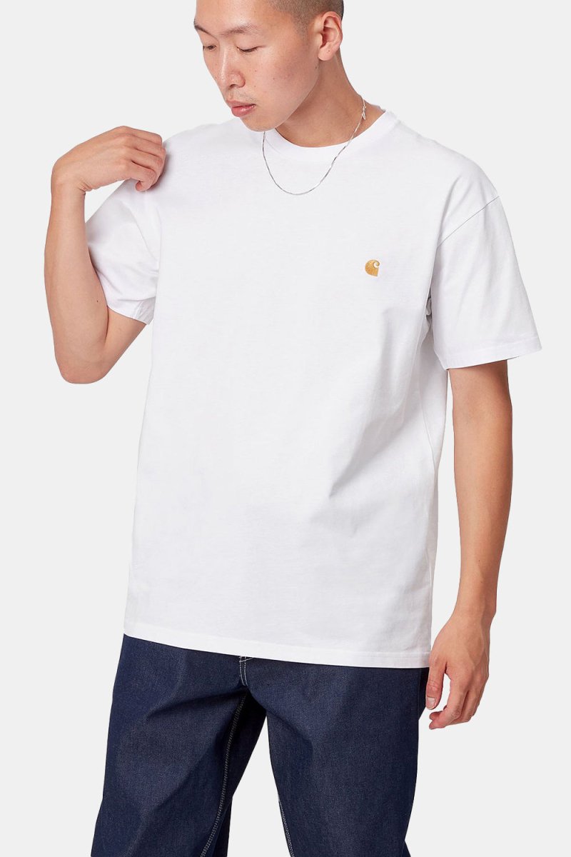 Carhartt WIP Short Sleeve Chase T-Shirt (White/Gold) | T-Shirts