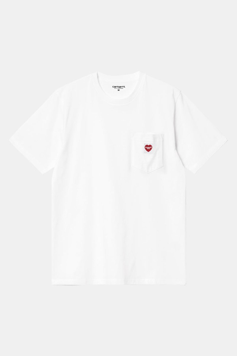 Carhartt WIP Short Sleeve Pocket Heart T-Shirt (White/Red) | T-Shirts
