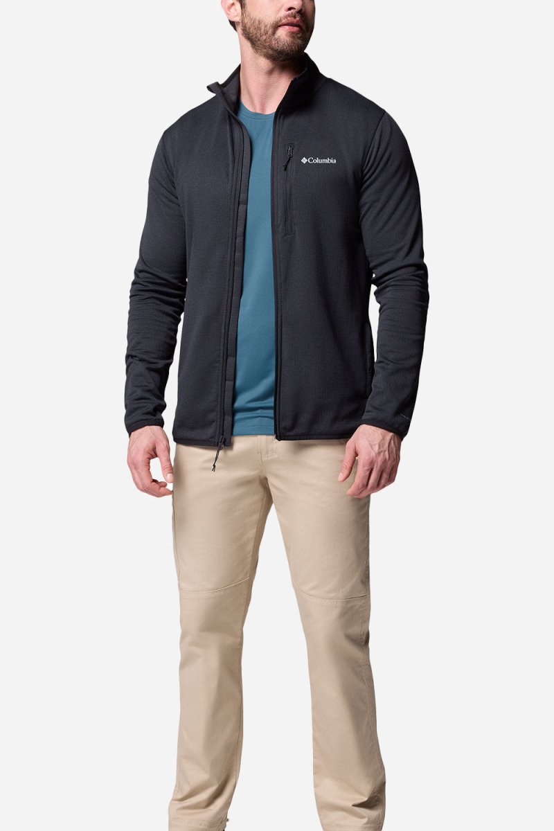Columbia Essential Hike™ Grid Fleece Full Zip (Black) | Sweaters