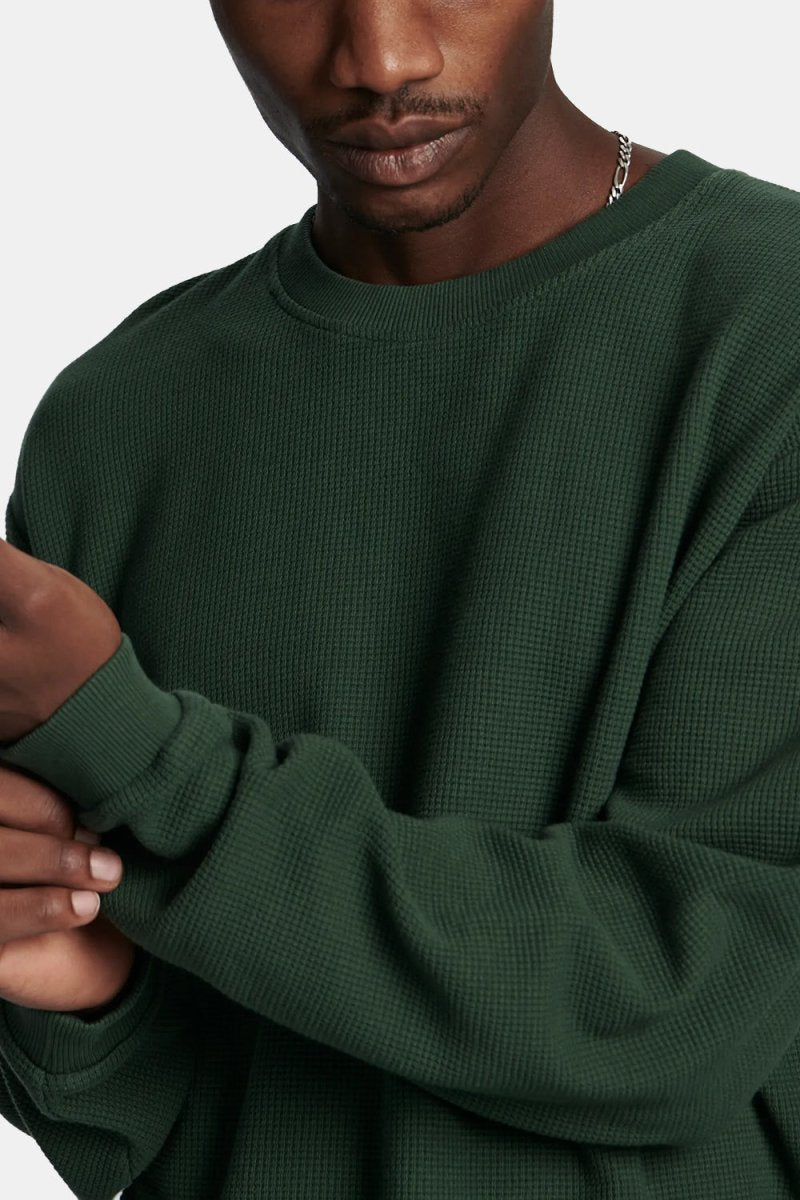 Edwin Waffle Dizzy Long Sleeve T-Shirt (Kombu Green Pigment) | T-Shirts