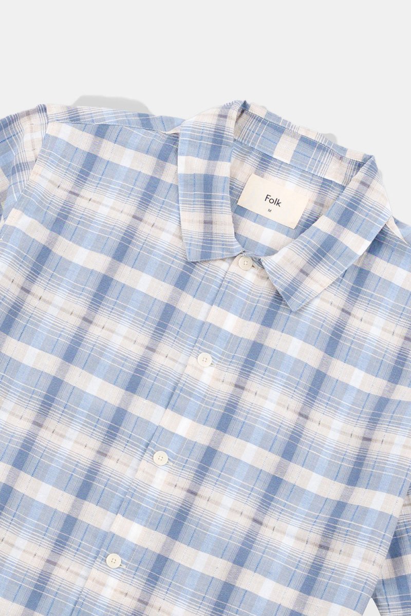 Folk Gabe Short Sleeve Check Shirt (Soft Blue) | Shirts