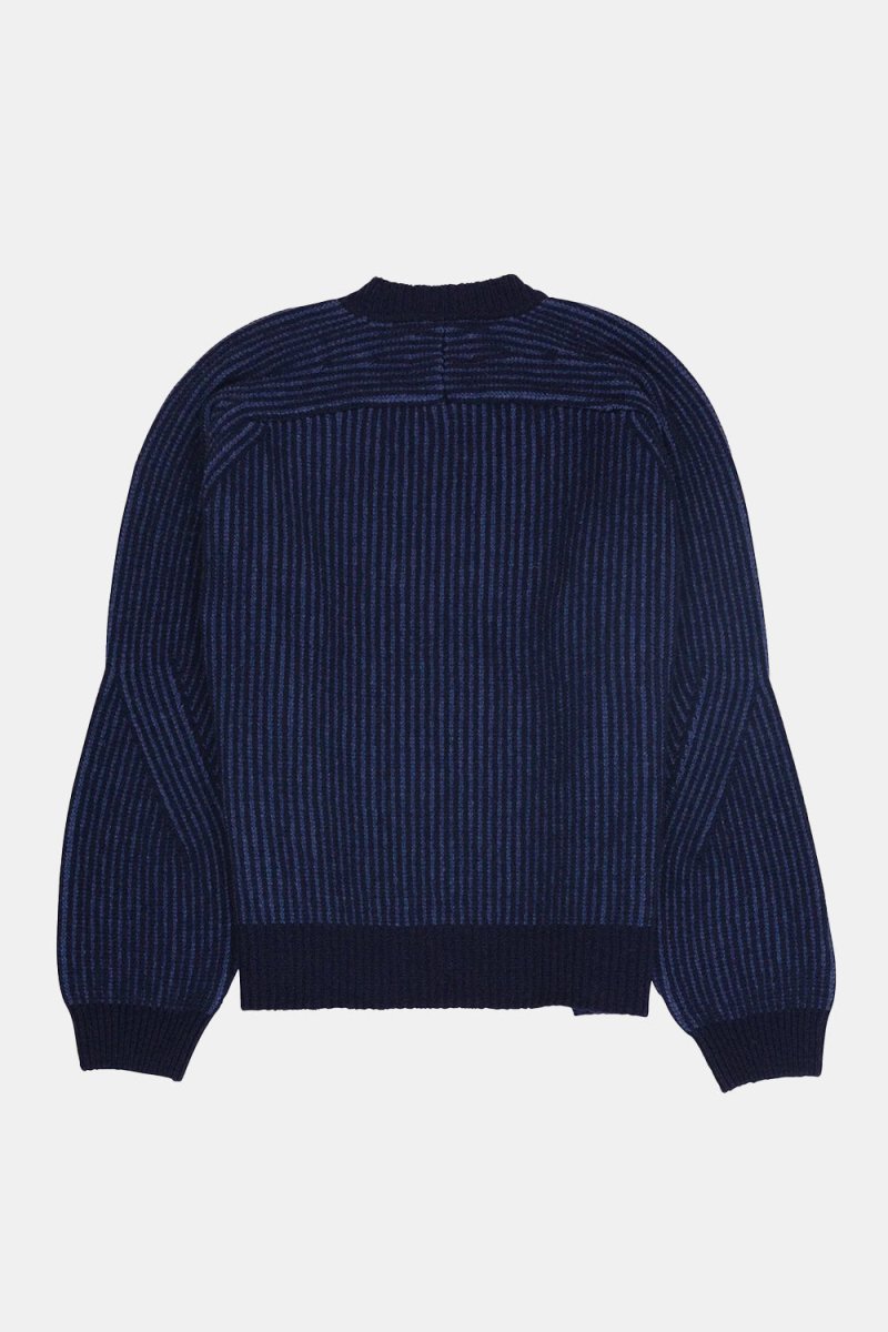 Folk Plated Rib Crew Sweatshirt (Navy/Soft Blue) | Sweaters