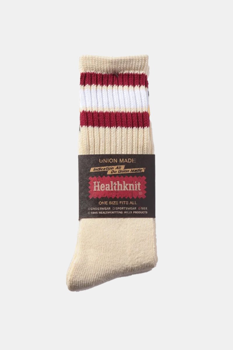 Healthknit 3 Pack 3 Line Crew Socks (White/Yellow/Red) | Socks