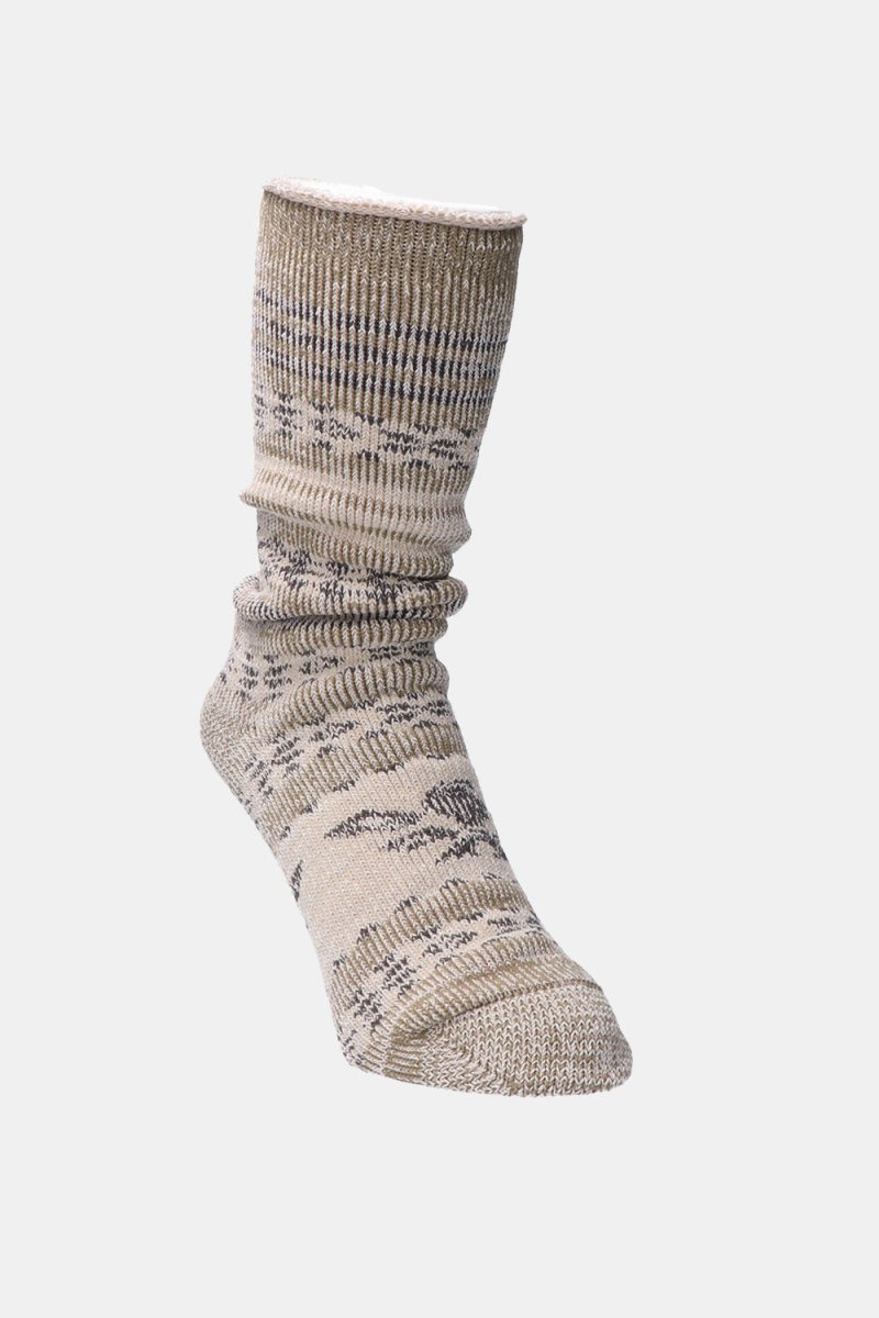 Kinari Recycled Cotton Natural Symbol Pattern Crew (Beige) | Socks
