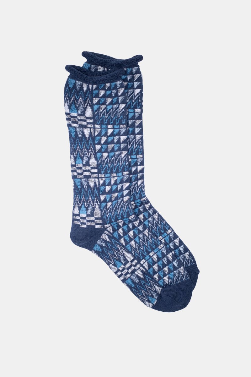 Kinari Recycled Cotton Salish Rug Pattern Crew (Blue) | Socks
