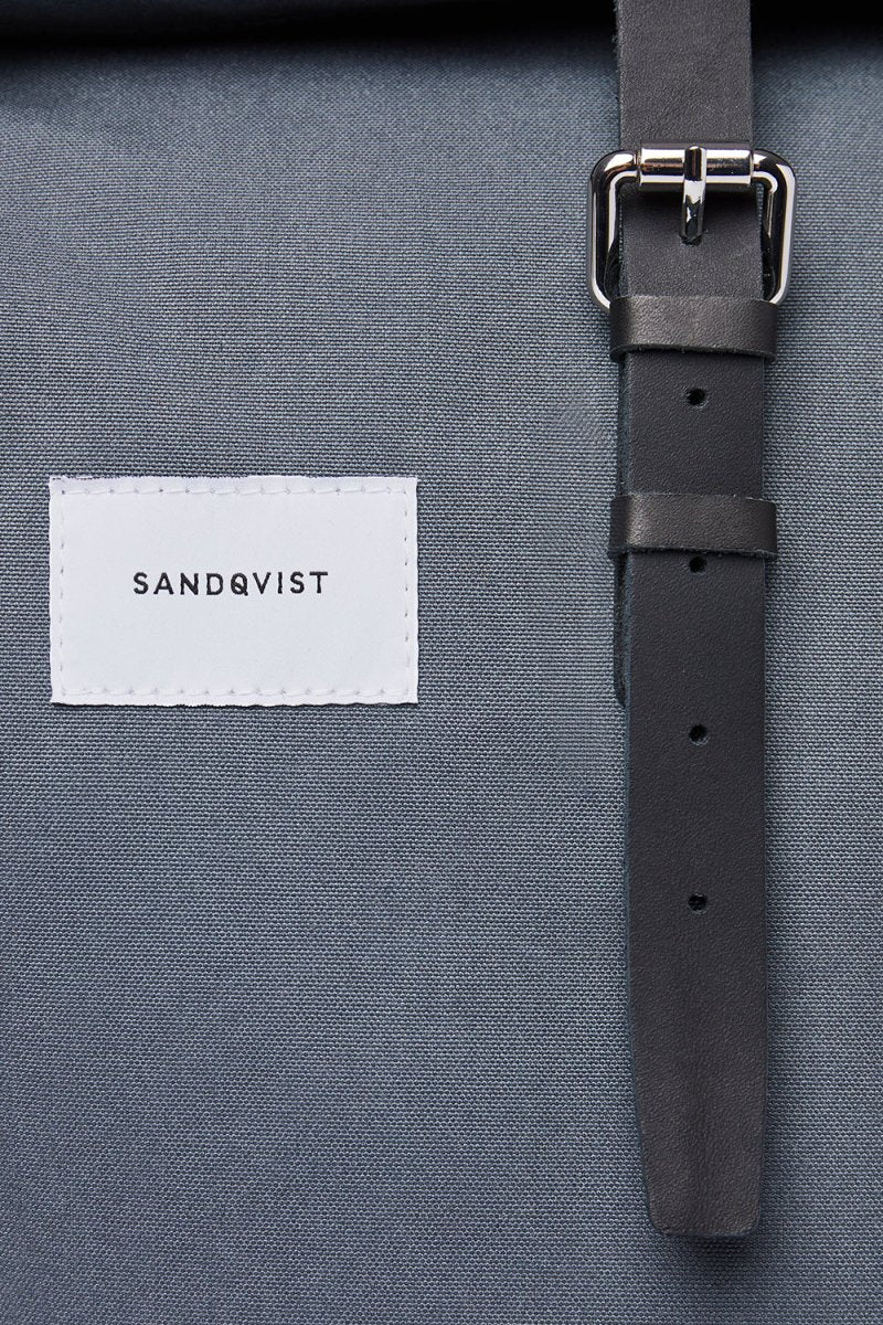 Sandqvist Dante Rolltop Backpack (Dark Slate & Black Leather) | Bags