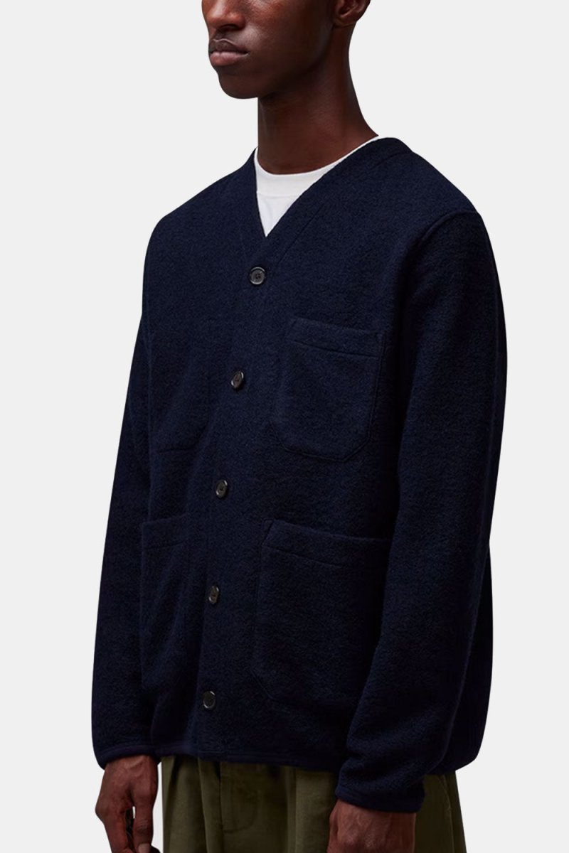 Universal Works Cardigan (Navy Wool Fleece) | Knitwear