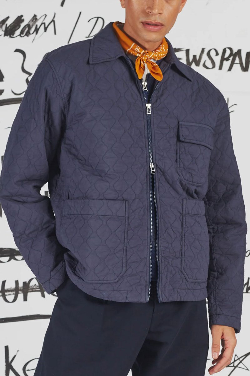 Universal Works Gower Jacket (Dark Navy Quilt Cotton) | Coats & Jackets