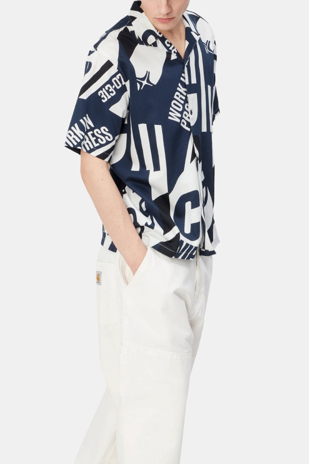 Carhartt WIP Short Sleeve Marina Shirt (Marina Print/Atom Blue)