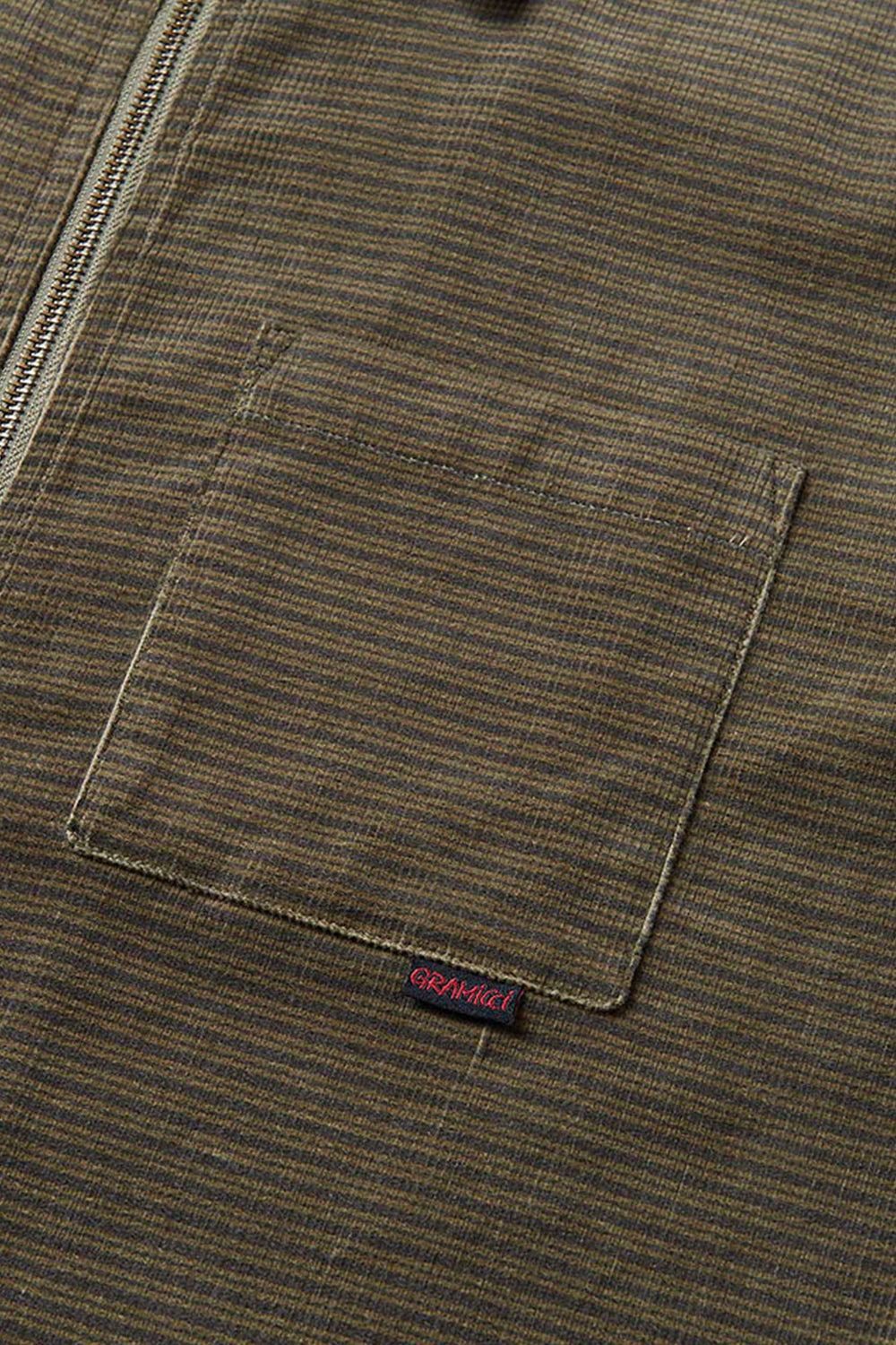 Gramicci Grid Cord Zip Shirt (Olive) | Number Six