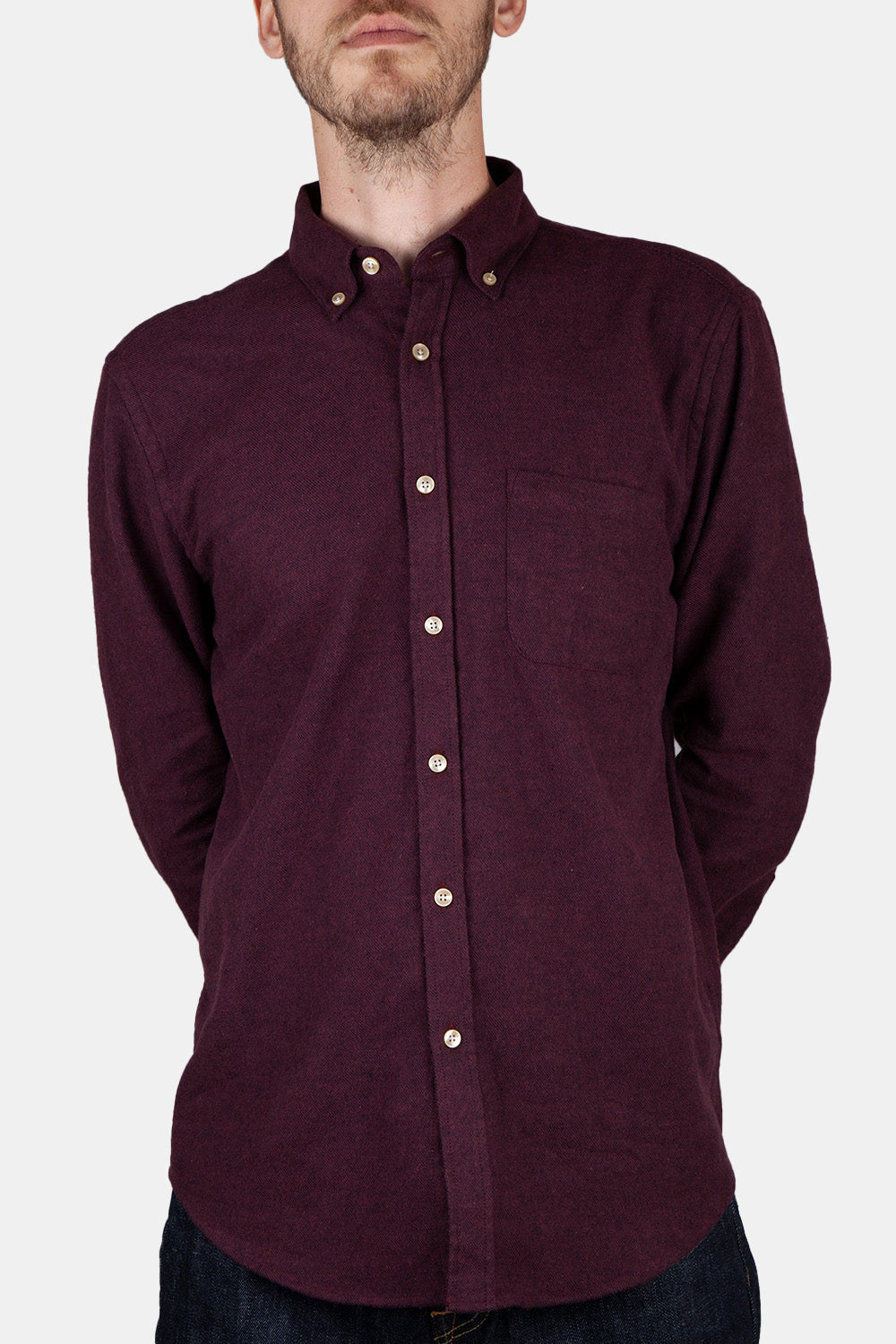 Portuguese Flannel Teca Shirt (Bordeaux Dark Red) | Number Six