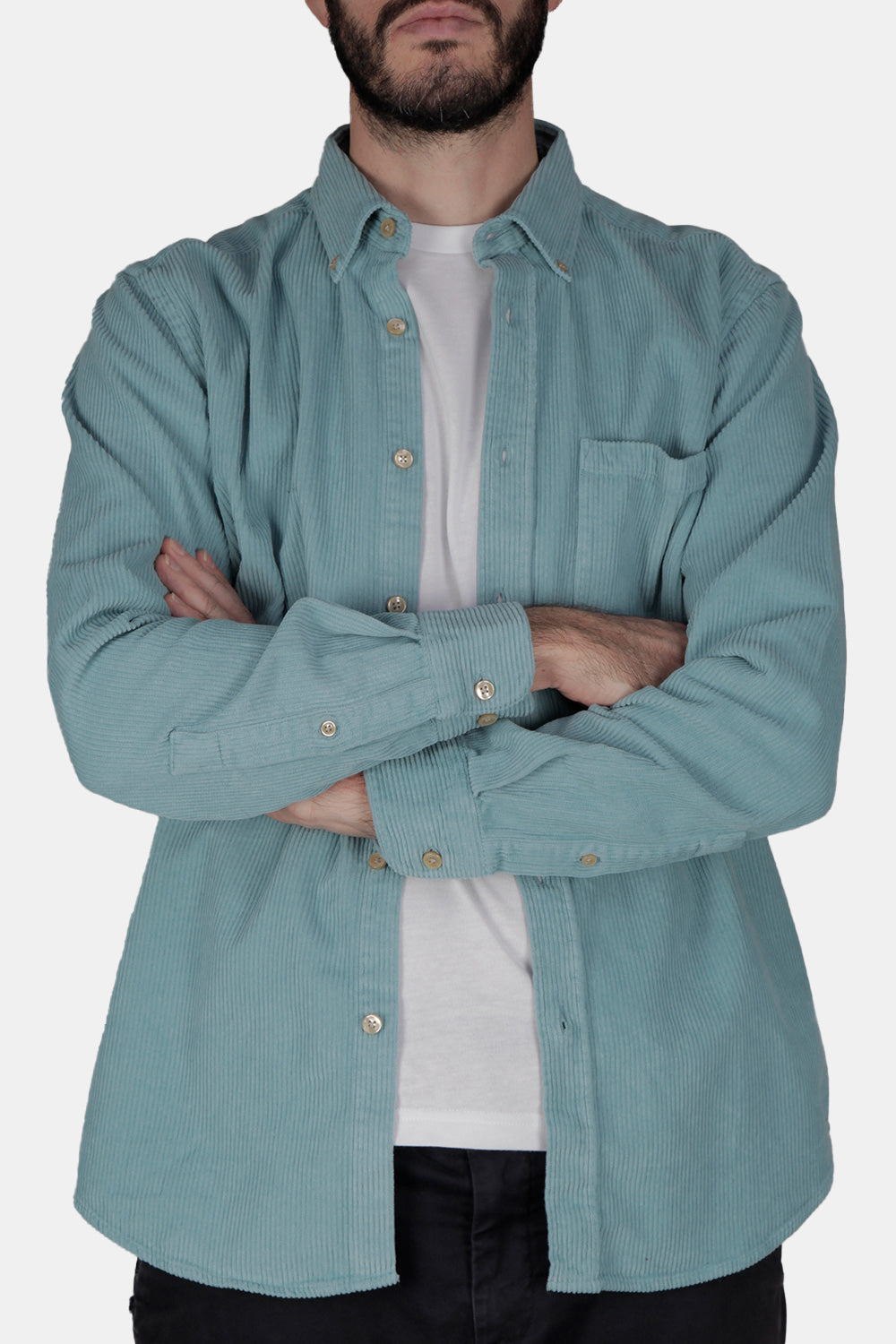 Portuguese Flannel Thick Lobo Cotton-Corduroy Shirt (Turquoise)